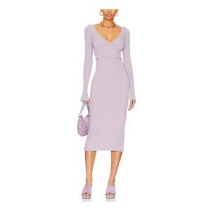 LPA Ribbed Purple Delaire Midi Size L Dress NWT